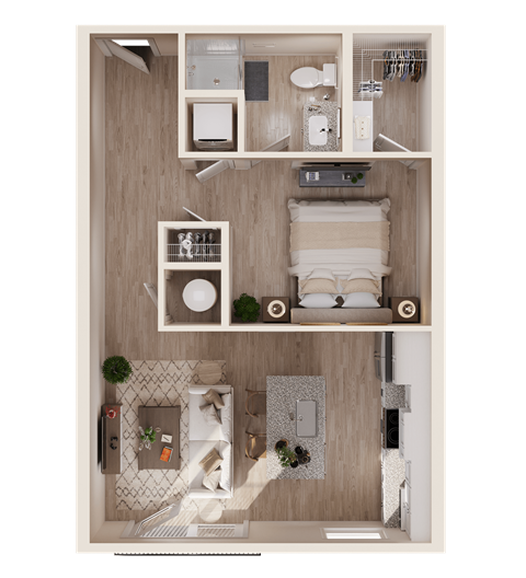 S1 - One Bed / One Bath Studio. The Easley. Rock Hill, SC.